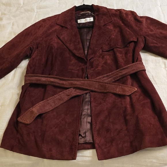 MaxMara Suede Belted Blazer - Soft Burgundy - Picture 12 of 16